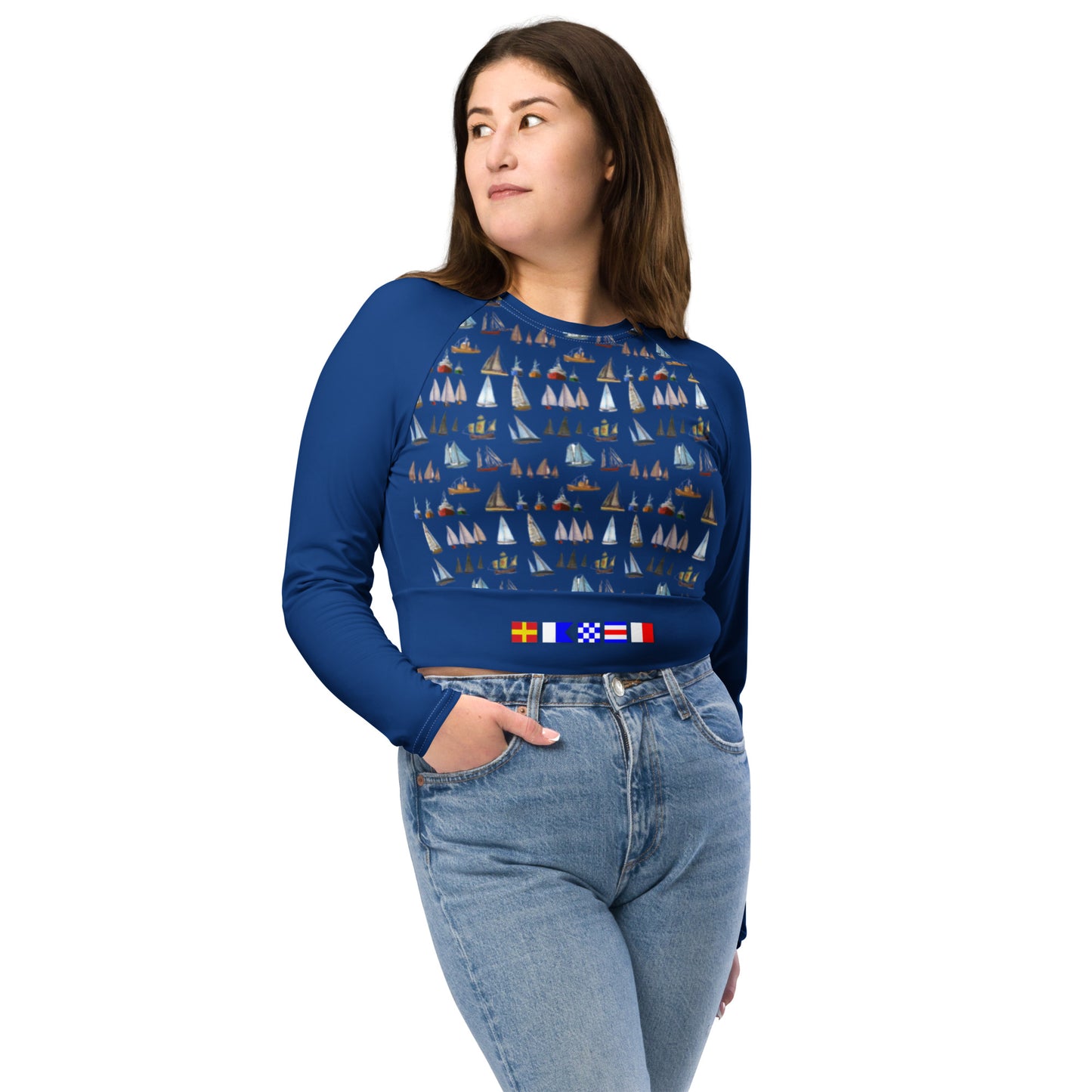 Crop top de manga larga de poliéster reciclado