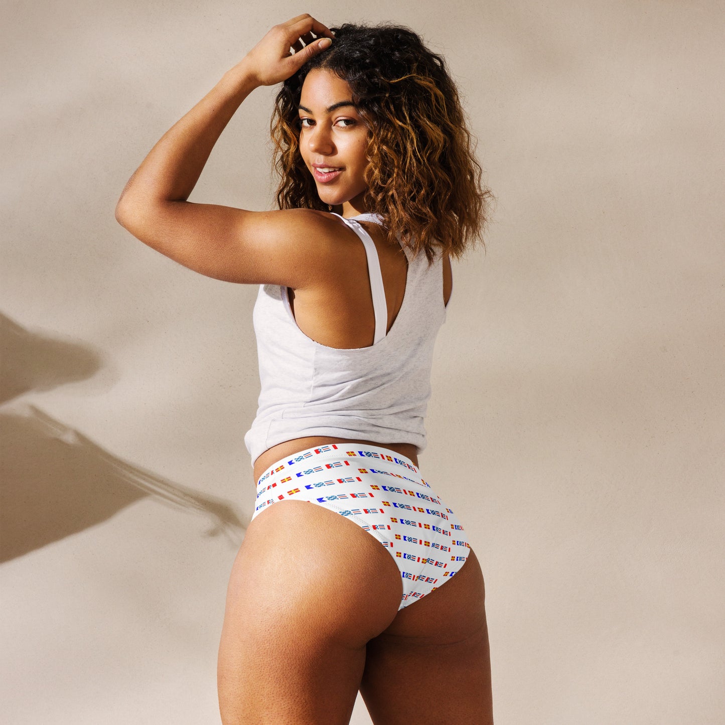 Recycled high-waisted all-over bikini bottom