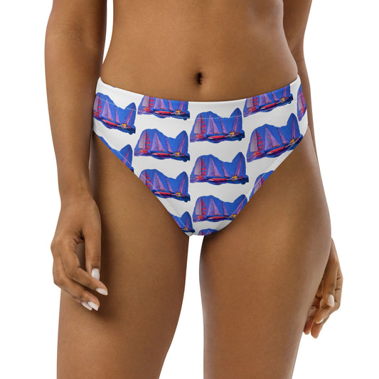 Recycled high-waisted all-over bikini bottom