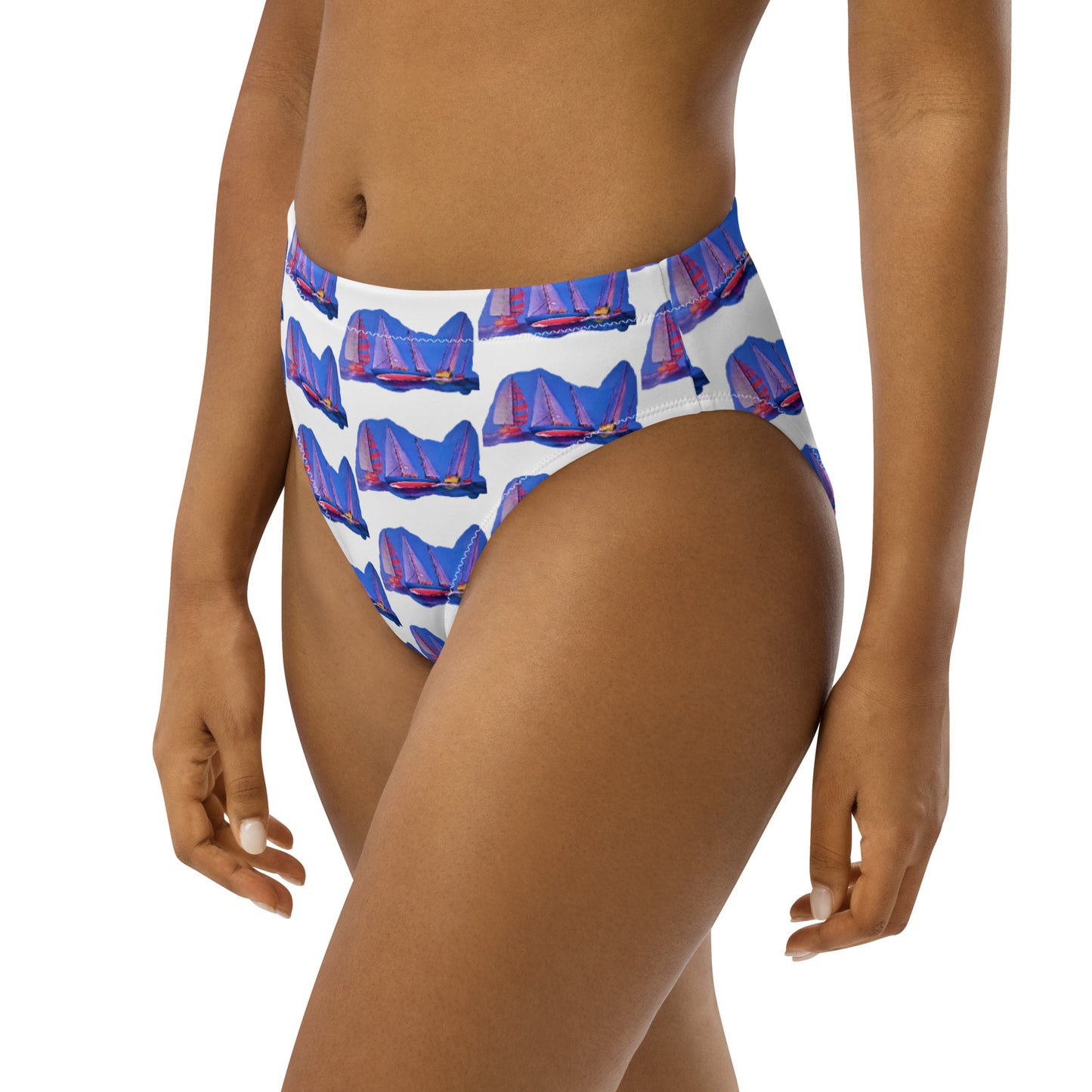 Recycled high-waisted all-over bikini bottom